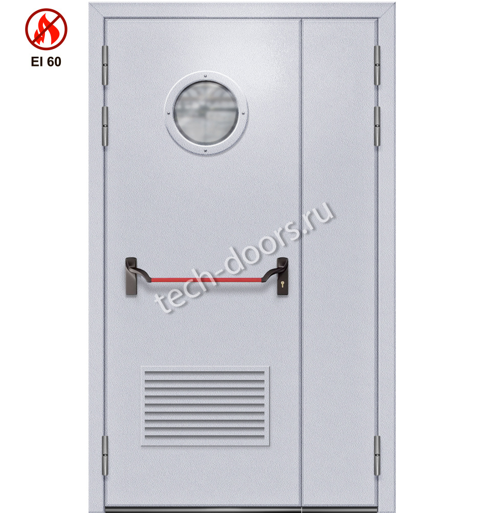 Дверь EI-60 полуторная противопожарная металлическая 1150x2050